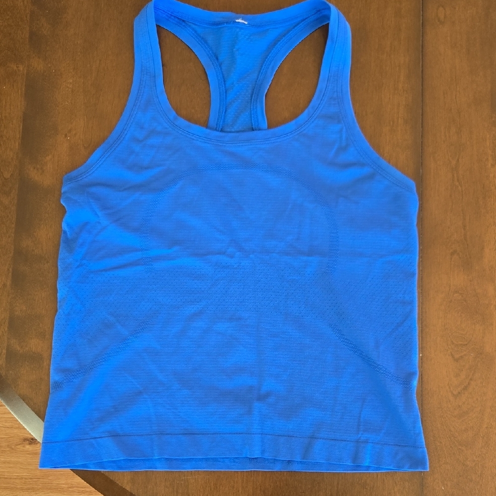 Vibrant Blue Racerback Tank Top Lululemon Swiftly Waist Length Size 6